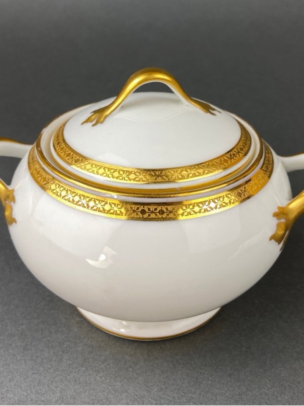 Limoges ~ Vintage 1900’s French Wedding Porcelain Sugar Bowl with Real Gold Trim